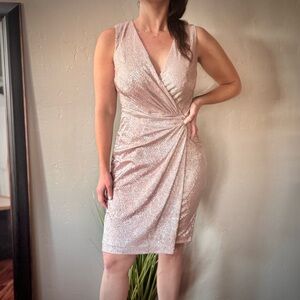 Lauren Ralph Lauren Shimmering Blush Gold Sleeveless Midi Dress